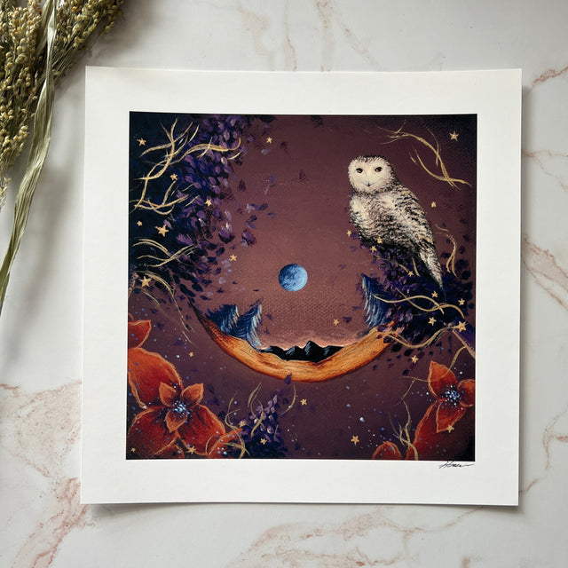 "Autumn Snowy Owl", print