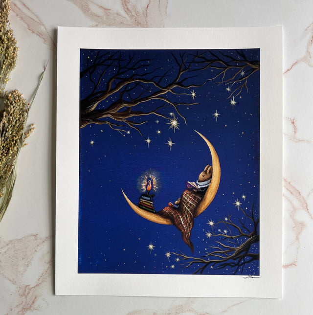 "Books on the Moon" print