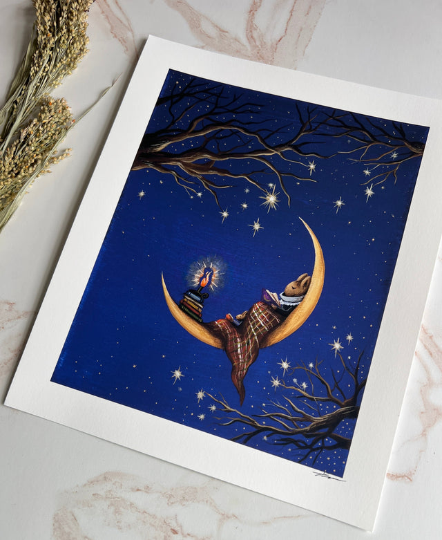 "Books on the Moon" print