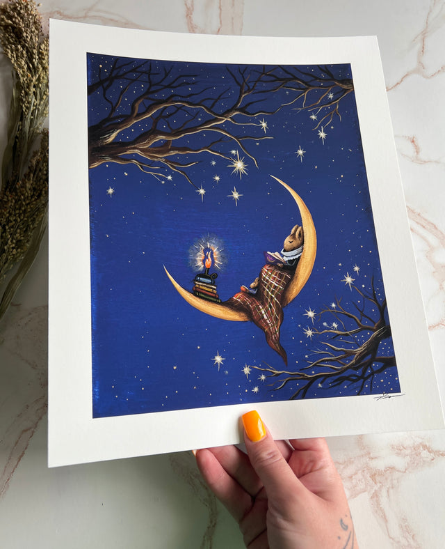 "Books on the Moon" print