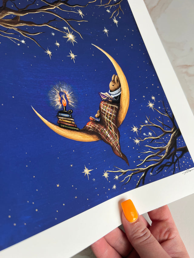 "Books on the Moon" print