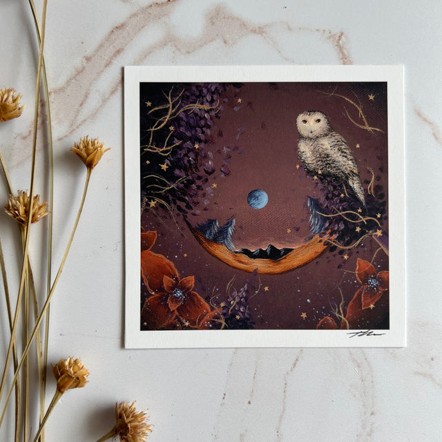 "Autumn Snowy Owl" mini print