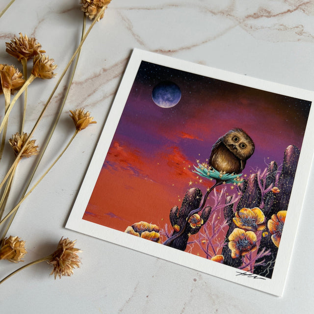 "Desert Moon Bathing" mini print