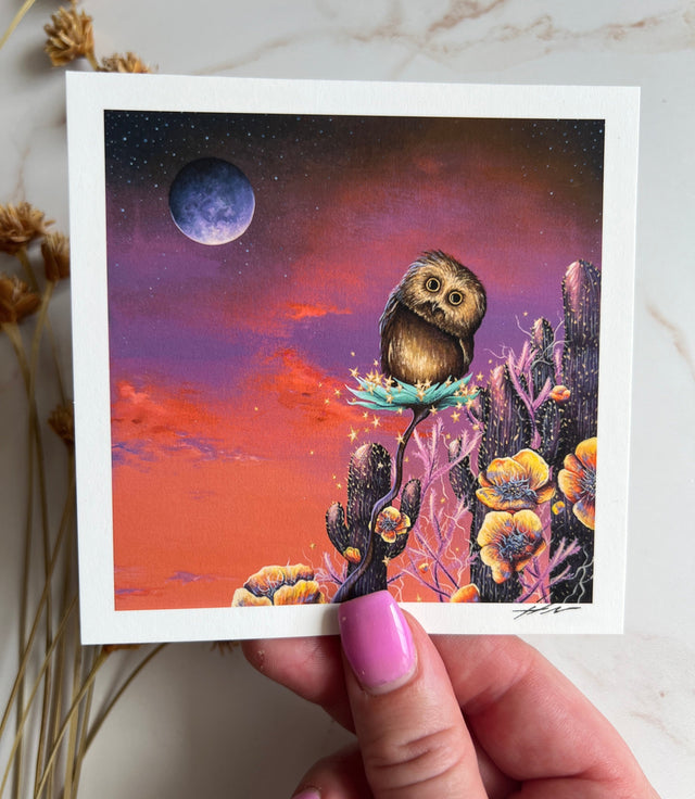 "Desert Moon Bathing" mini print