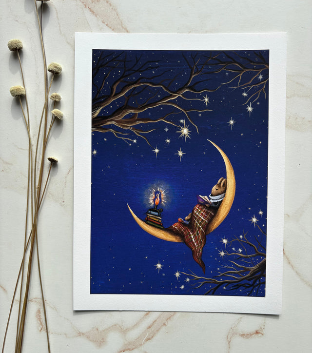 "Books on the Moon" 6x8" print