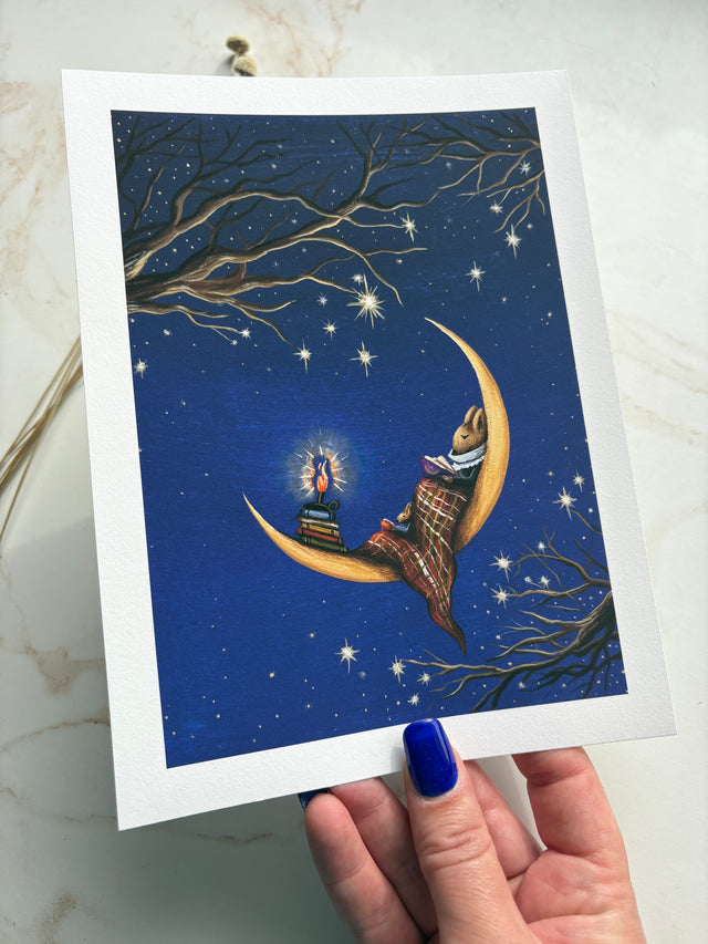 "Books on the Moon" 6x8" print