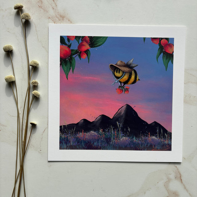 "The Peach Keeper", 6x6" print