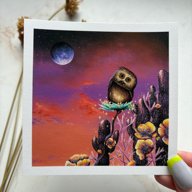"Desert Moon Bathing" mini print
