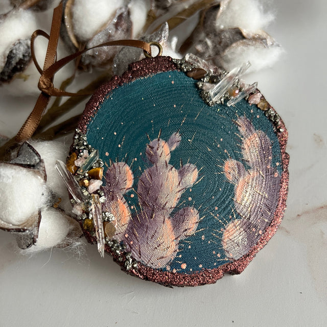 Prickly Pear, hand-painted ornament