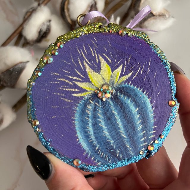 Gold Barrel Catus, hand-painted ornament