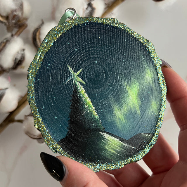 Northern Lights, hand-painted ornament