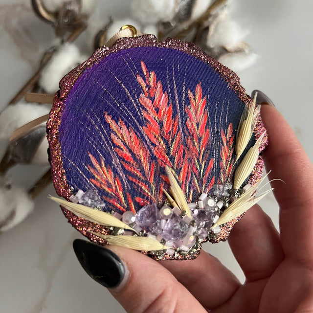 Vivid Grain, hand-painted ornament