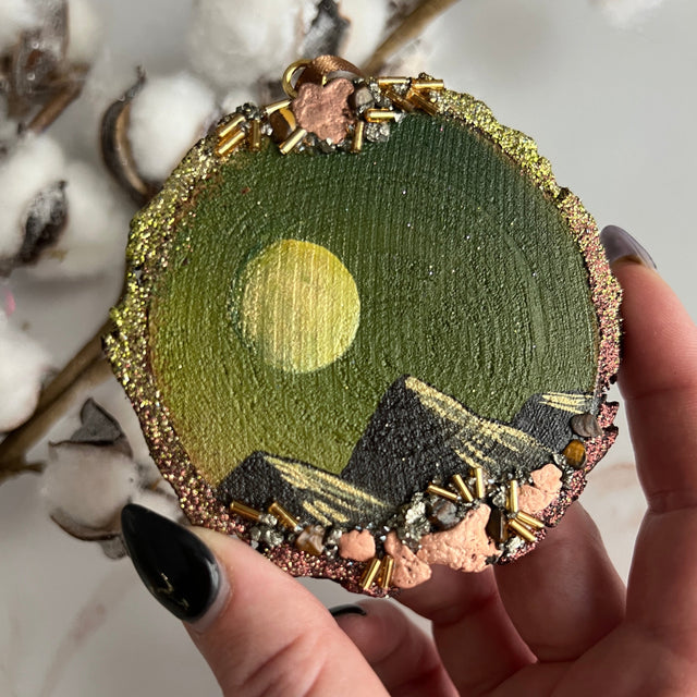 Gold Moon, hand-painted ornament