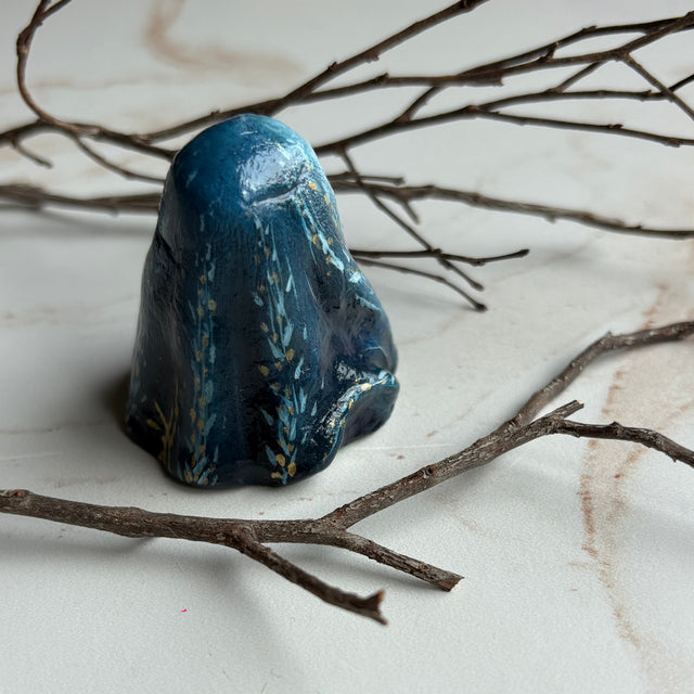 Clay Ghostie, blue floral