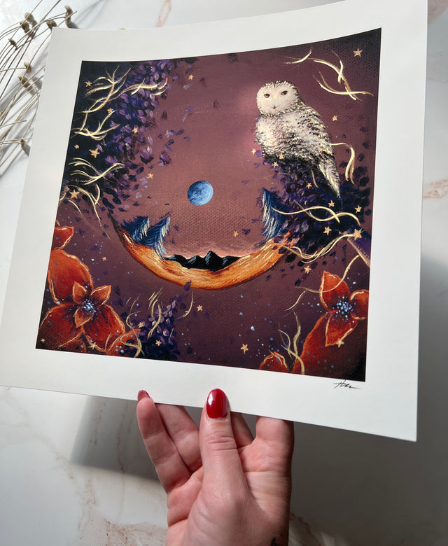 "Autumn Snowy Owl", print