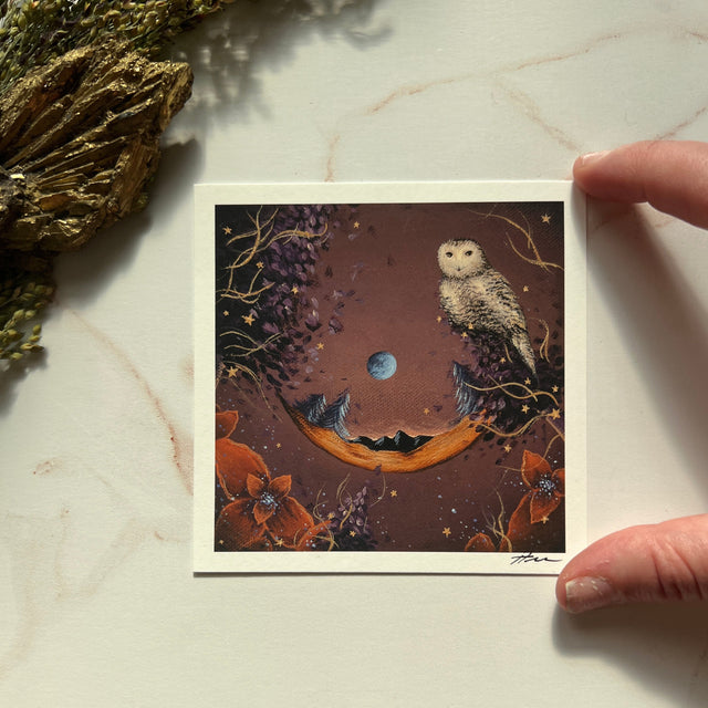 "Autumn Snowy Owl" mini print