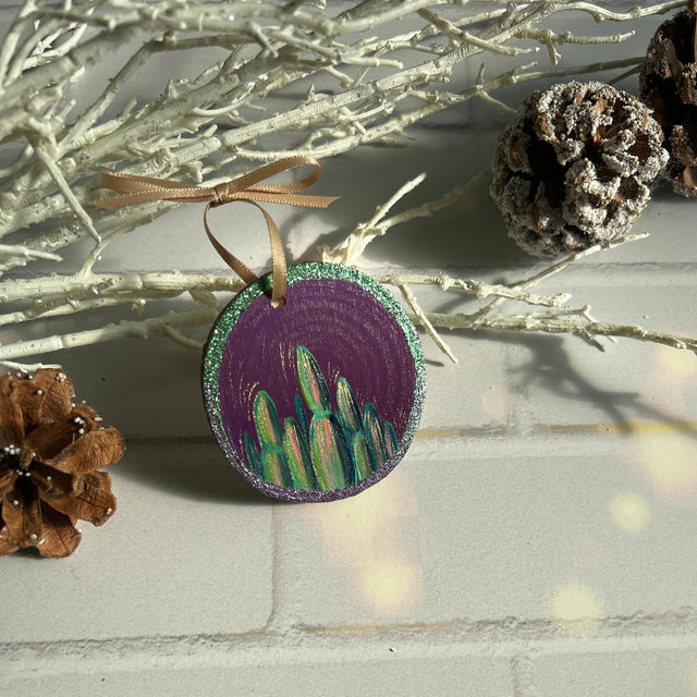 Purple Cactus Ornament