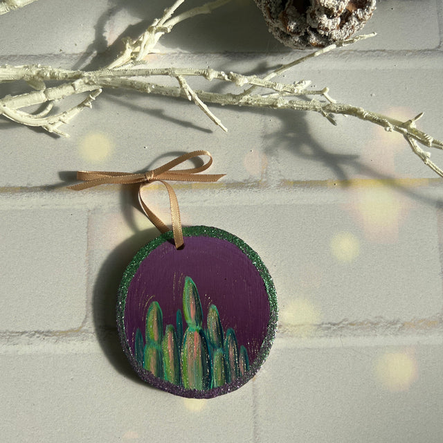 Purple Cactus Ornament