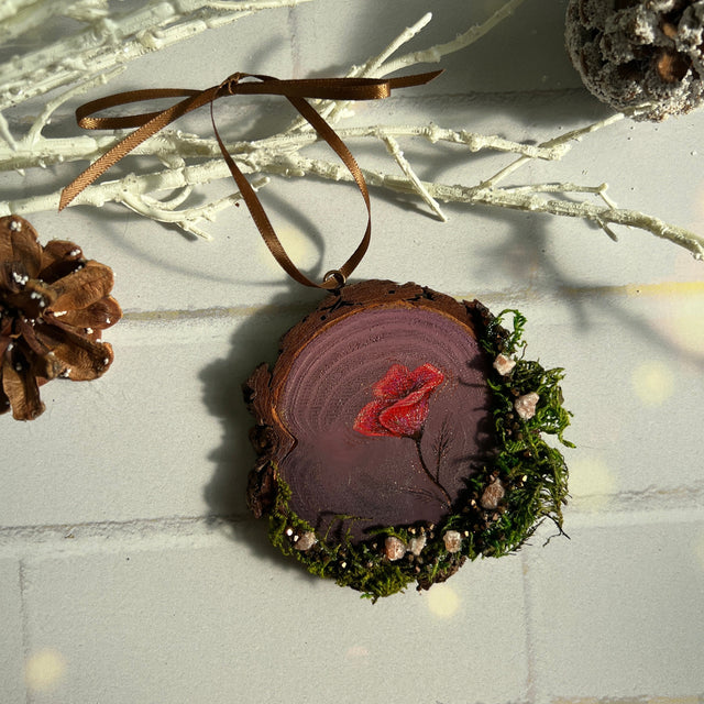 Poppy and Moss Ornament