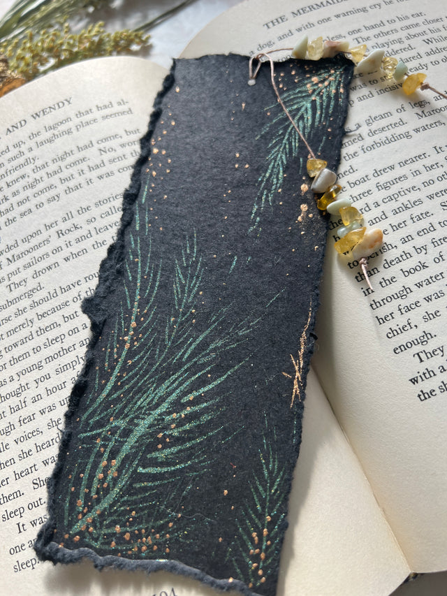 Hand-painted bookmark, Leaves