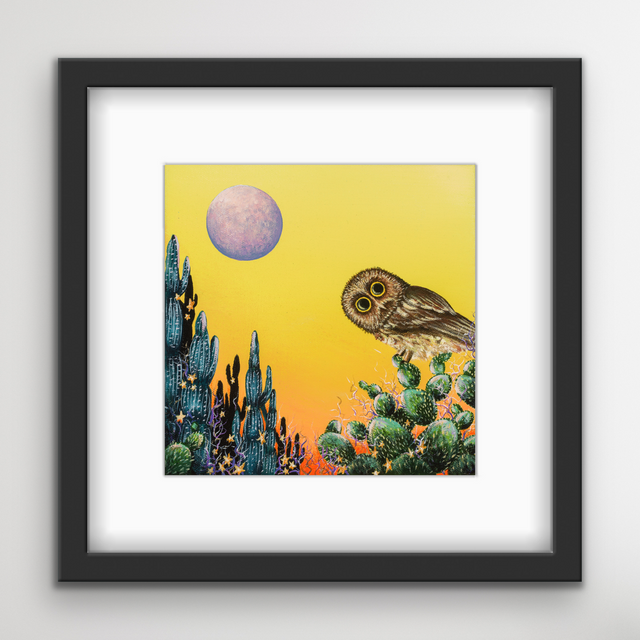 "Saw-Whet and the Desert Moon", print