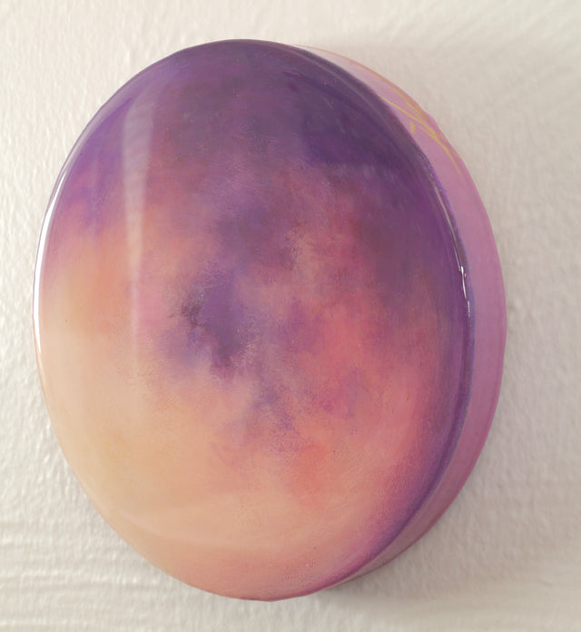 Original art, acrylic on wood panel, resin coated, “Purple Moon”